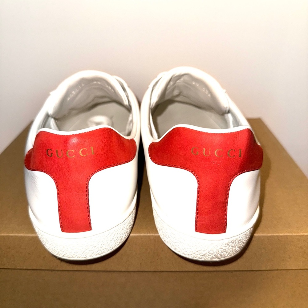 Gucci White Sneakers with Red and Green Stripes - Picture 3 of 5